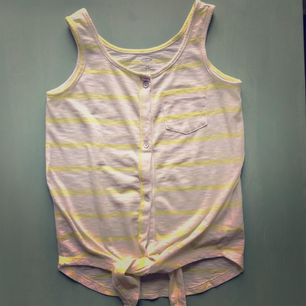 Old Navy girls Tank( White & Neon striped)size 6/7